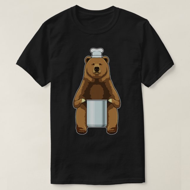 Bear as Cook with Cooking pot T-Shirt (Design Front)