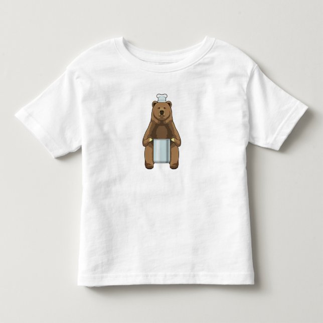 Bear as Cook with Cooking pot Toddler T-Shirt (Front)
