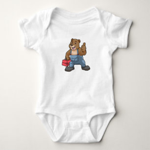 Bear as Craftsman with Tool box Baby Bodysuit