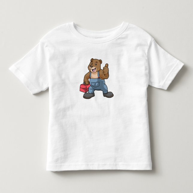 Bear as Craftsman with Tool box Toddler T-Shirt (Front)