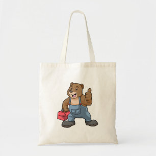 Bear as Craftsman with Tool box Tote Bag