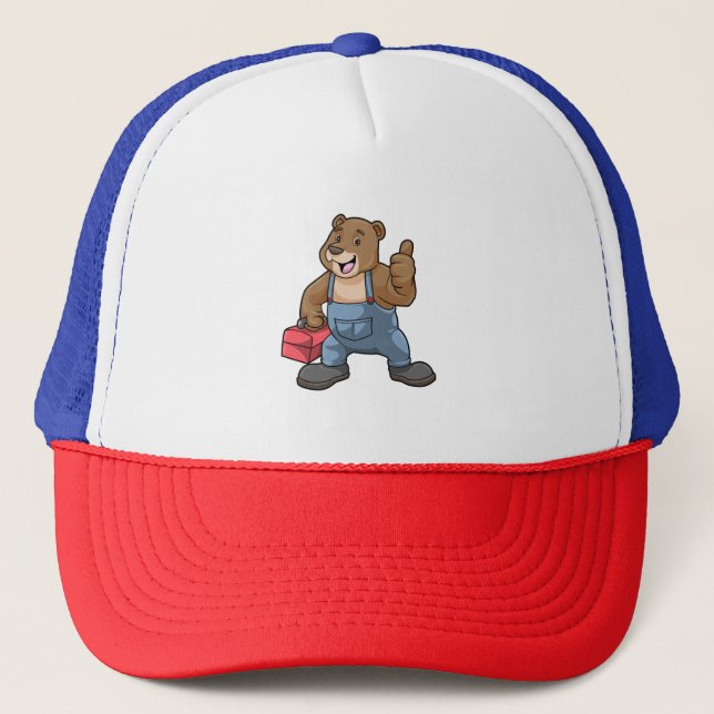 Bear as Craftsman with Tool box Trucker Hat (Front)