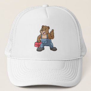 Bear as Craftsman with Tool box Trucker Hat