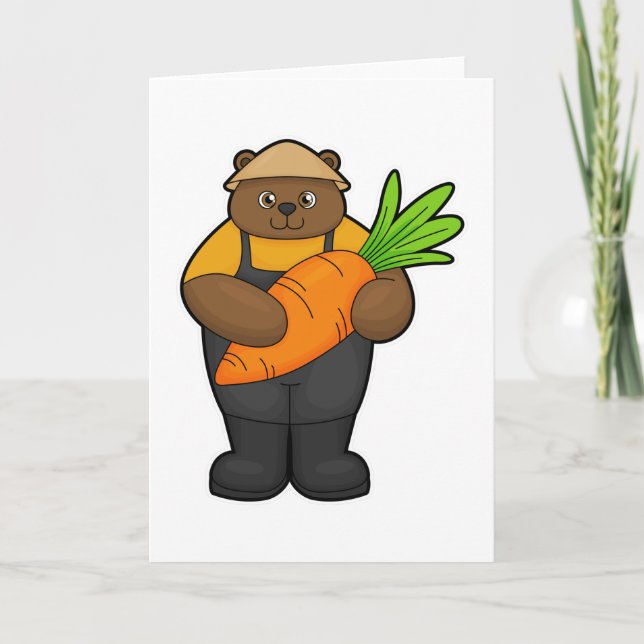 Bear as Farmer with Carrot Card (Front)