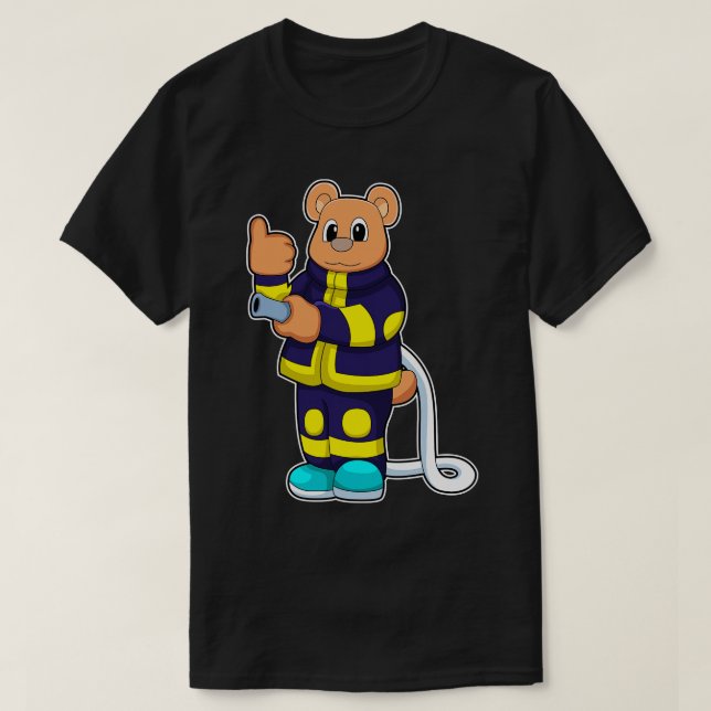 Bear as Firefighter at Fire department with Hose T-Shirt (Design Front)