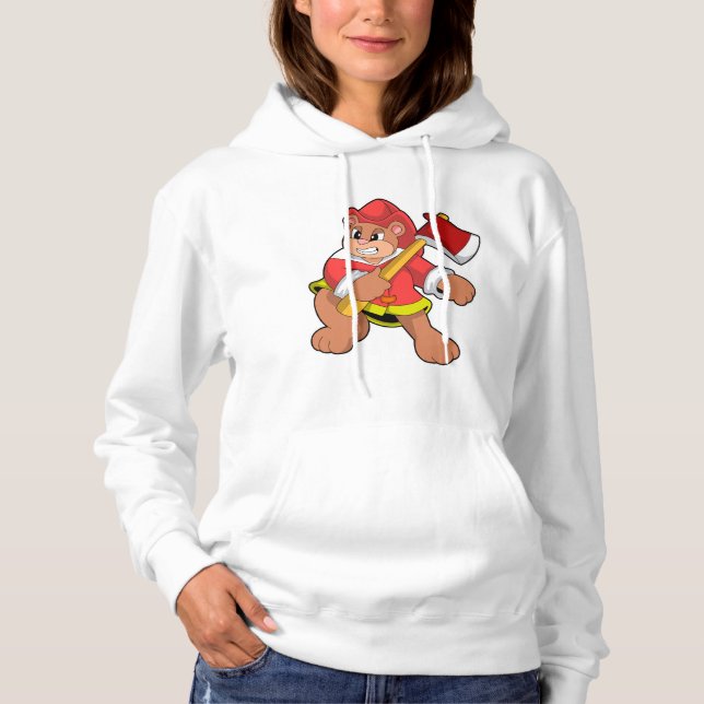 Bear as Firefighter with Ax Hoodie (Front)