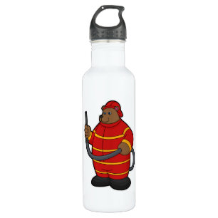 Bear as Firefighter with Hose 710 Ml Water Bottle