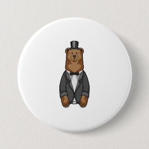 Bear as Groom with Jacket 7.5 Cm Round Badge