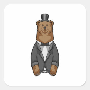 Bear as Groom with Jacket Square Sticker
