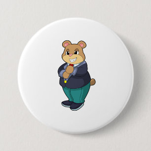 Bear as Groom with Suit 7.5 Cm Round Badge
