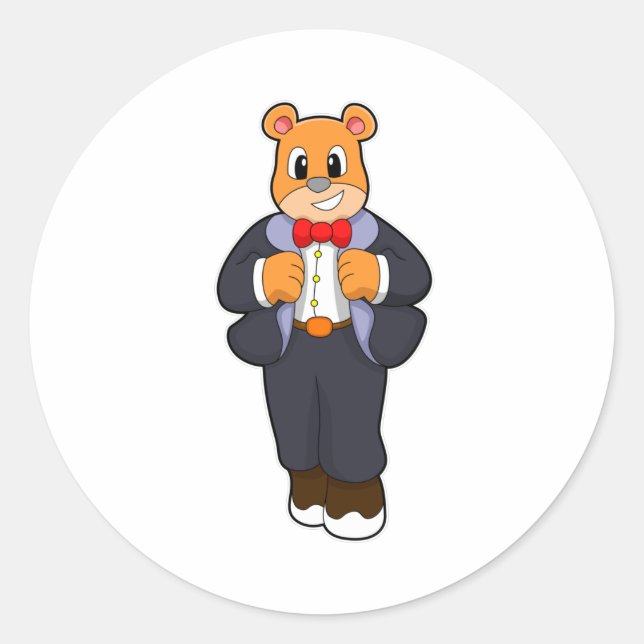 Bear as Groom with Suit Classic Round Sticker (Front)