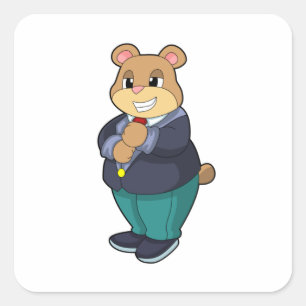 Bear as Groom with Suit Square Sticker
