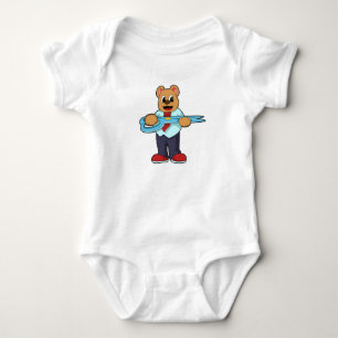 Bear as Hairdresser with Scissors Baby Bodysuit