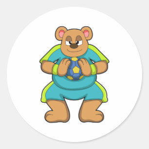 Bear as Handball player with Handball Classic Round Sticker