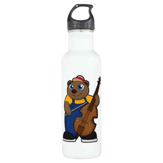 Bear as Musician with Guitar 710 Ml Water Bottle (Front)