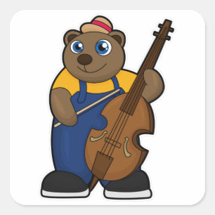 Bear as Musician with Guitar Square Sticker