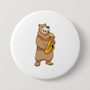 Bear as Musician with Saxophone 7.5 Cm Round Badge