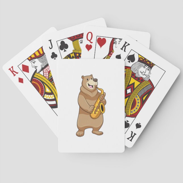 Bear as Musician with Saxophone Playing Cards (Back)