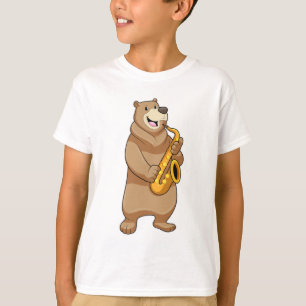 Bear as Musician with Saxophone T-Shirt