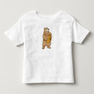 Bear as Musician with Saxophone Toddler T-Shirt