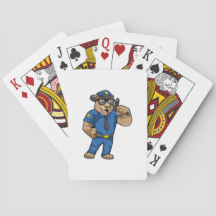 Bear as Police officer with Baton Playing Cards