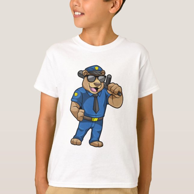 Bear as Police officer with Baton T-Shirt (Front)