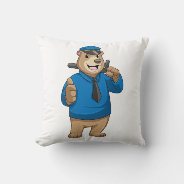Bear as Police officer with Police hat Cushion (Front)
