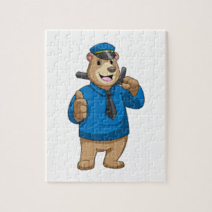 Bear as Police officer with Police hat Jigsaw Puzzle