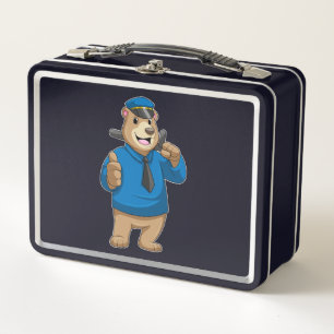 Bear as Police officer with Police hat Metal Lunch Box
