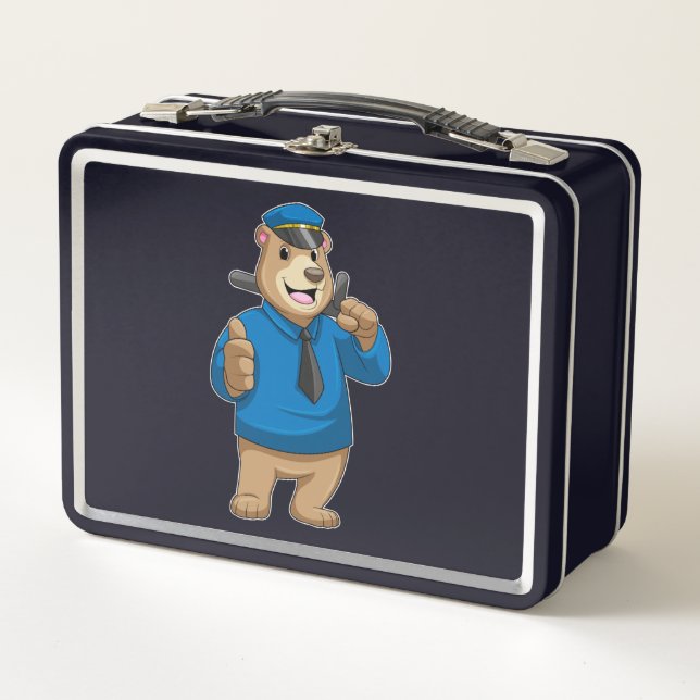 Bear as Police officer with Police hat Metal Lunch Box (Front)