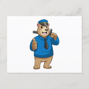 Bear as Police officer with Police hat Postcard
