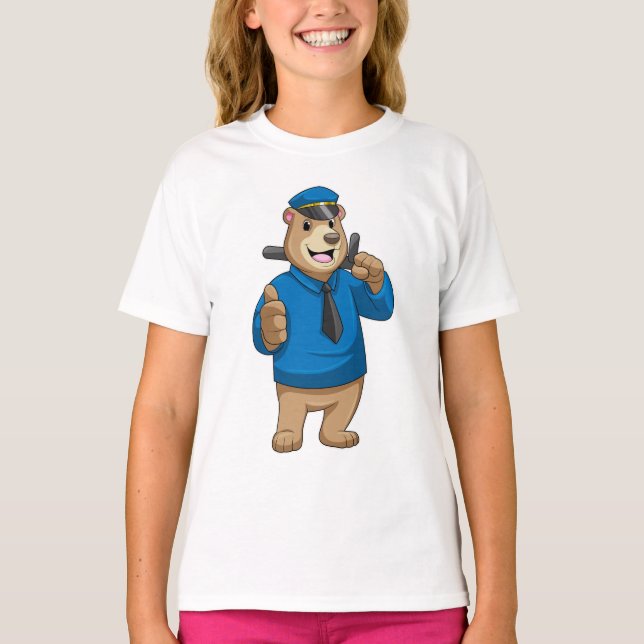 Bear as Police officer with Police hat T-Shirt (Front)