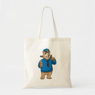 Bear as Police officer with Police hat Tote Bag