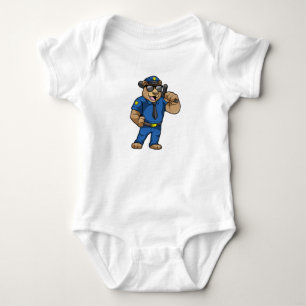 Bear as Police officer with Police uniform Baby Bodysuit