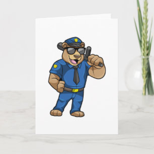 Bear as Police officer with Police uniform Card
