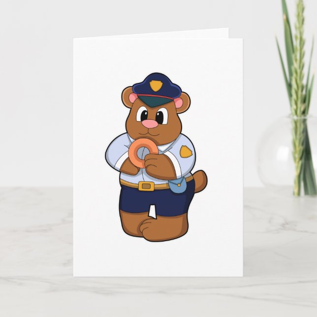 Bear as Police officer with Police uniform & Dough Card (Front)