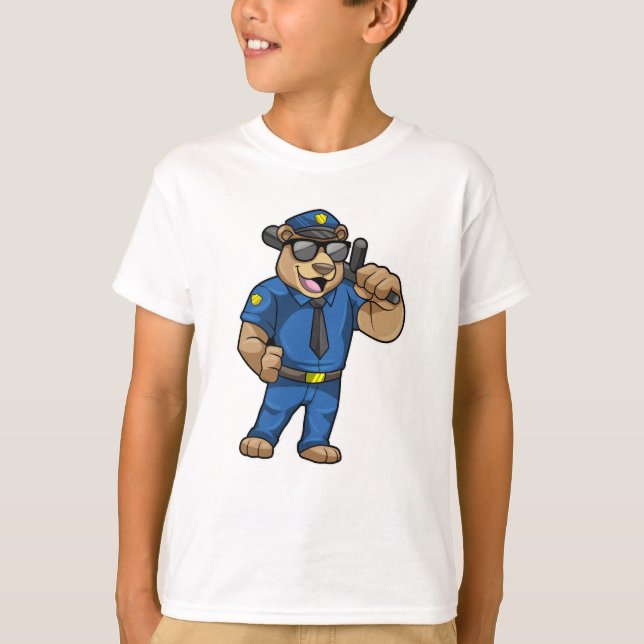 Bear as Police officer with Police uniform T-Shirt (Front)
