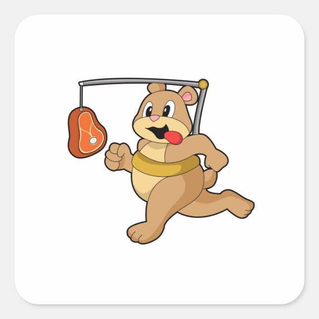 Bear as Runner Square Sticker (Front)