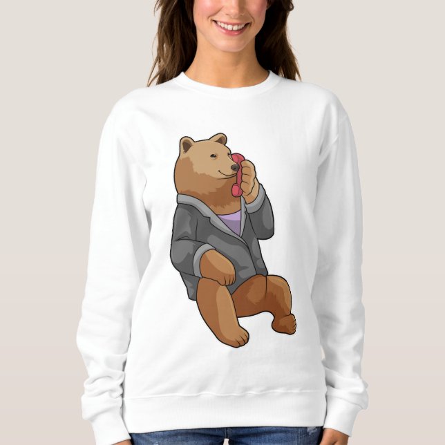 Bear as Secretary with Phone Sweatshirt (Front)