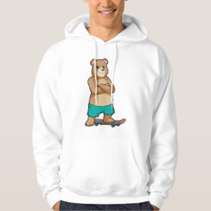 Bear as Skater with Skateboard Hoodie