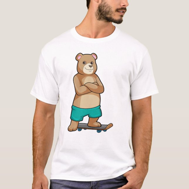Bear as Skater with Skateboard T-Shirt (Front)