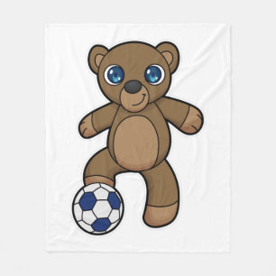 Bear as Soccer player with Soccer ball Fleece Blanket