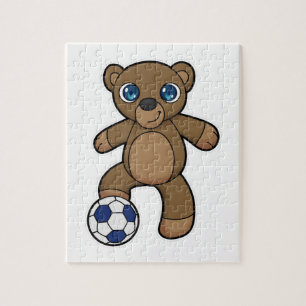 Bear as Soccer player with Soccer ball Jigsaw Puzzle