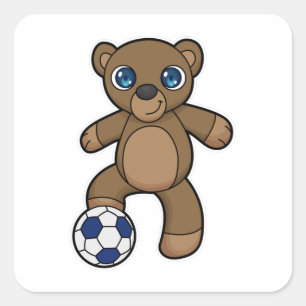 Bear as Soccer player with Soccer ball Square Sticker