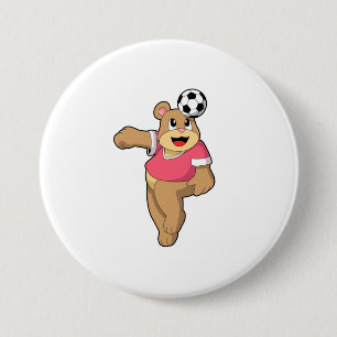 Bear as Soccer player with Soccer.PNG 7.5 Cm Round Badge