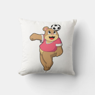 Bear as Soccer player with Soccer.PNG Cushion