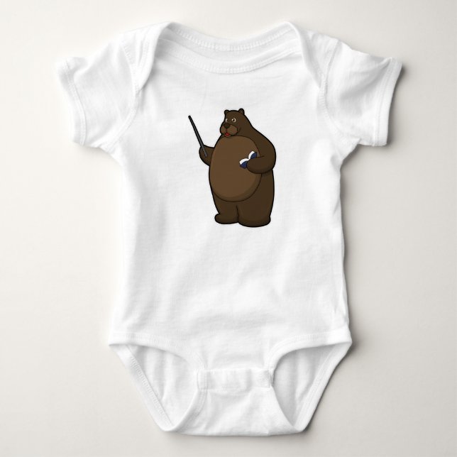 Bear as Teacher with Book & Pointer Baby Bodysuit (Front)