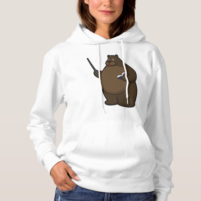 Bear as Teacher with Book & Pointer Hoodie (Front)