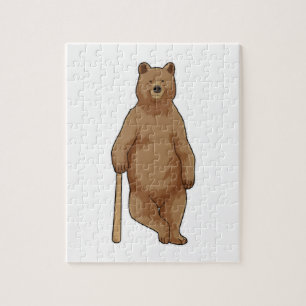 Bear at Baseball with Baseball bat Jigsaw Puzzle