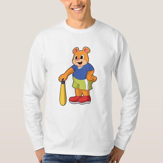 Bear at Baseball with Baseball bat T-Shirt (Front)